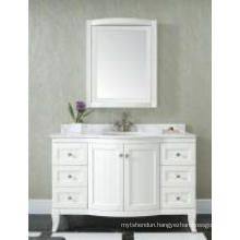 Wooden White One Main Cabinet Mirrored Modern Bathroom Cabinet (JN-8819717C)